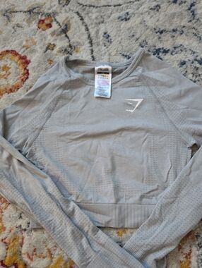 Gymshark Light Gray Seamless Long Sleeve Crop Top